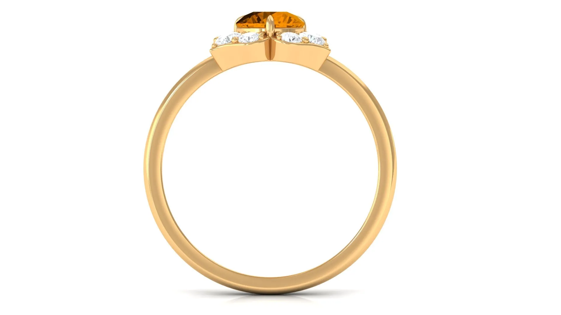 1 CT Round Shape Citrine Floral Engagement Ring with Diamond