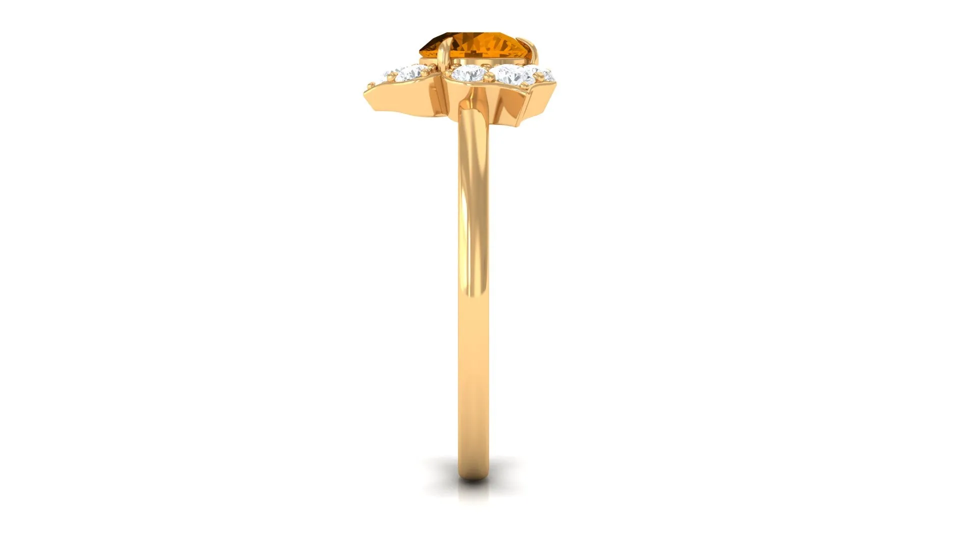 1 CT Round Shape Citrine Floral Engagement Ring with Diamond