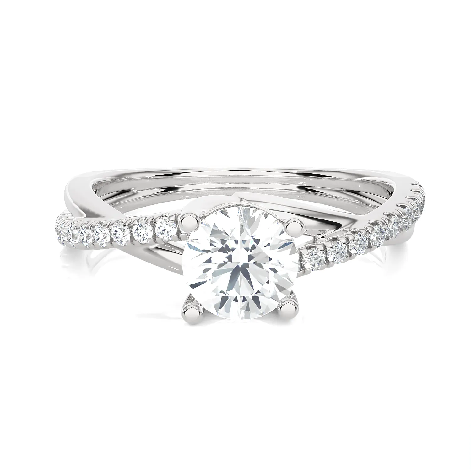 1 ctw Round Lab Grown Diamond Side Stone Engagement Ring