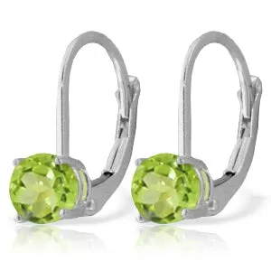 1.2 Carat 14K Solid White Gold Wet Grass Peridot Earrings