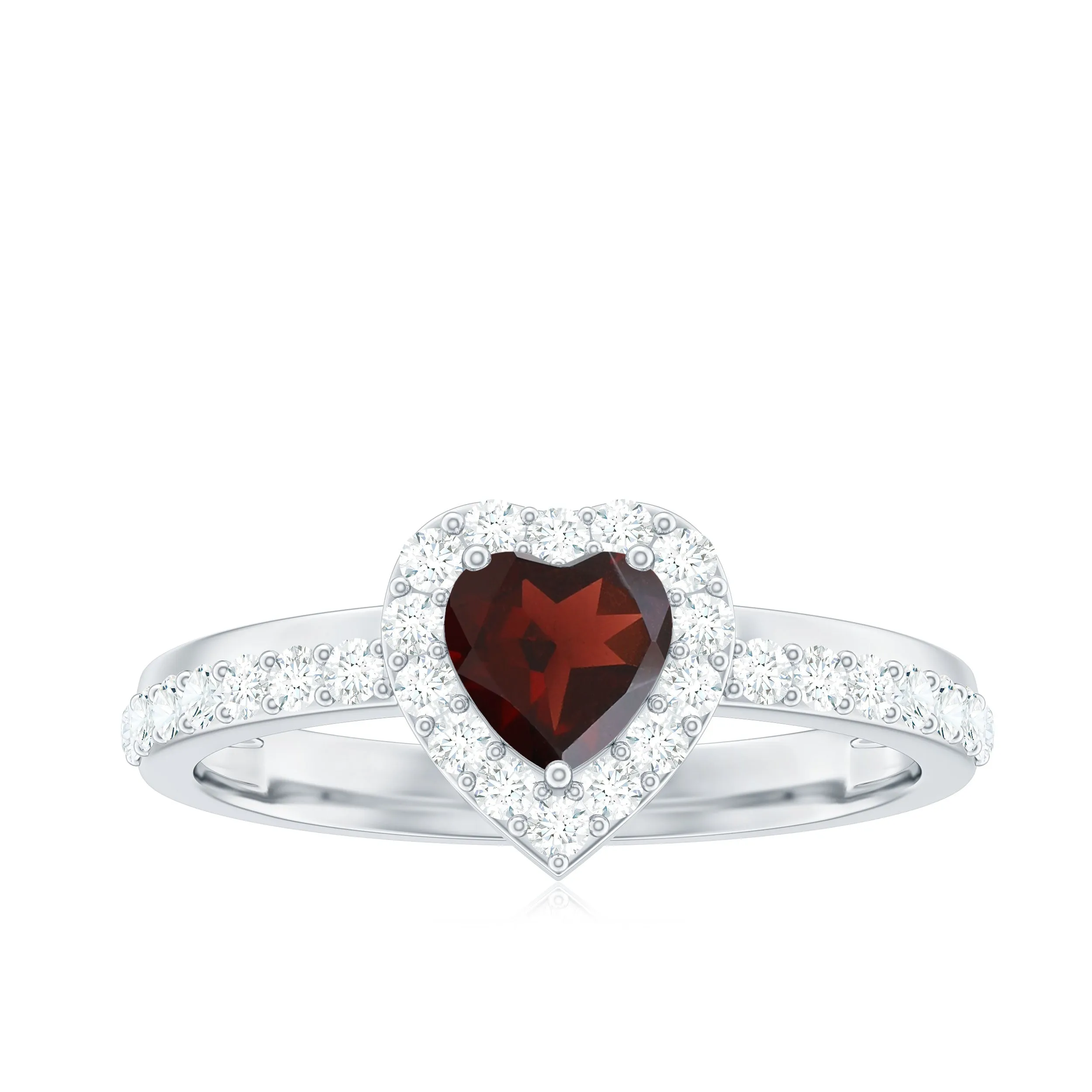 1.25 Carat Heart Garnet and Diamond Halo Engagement Ring