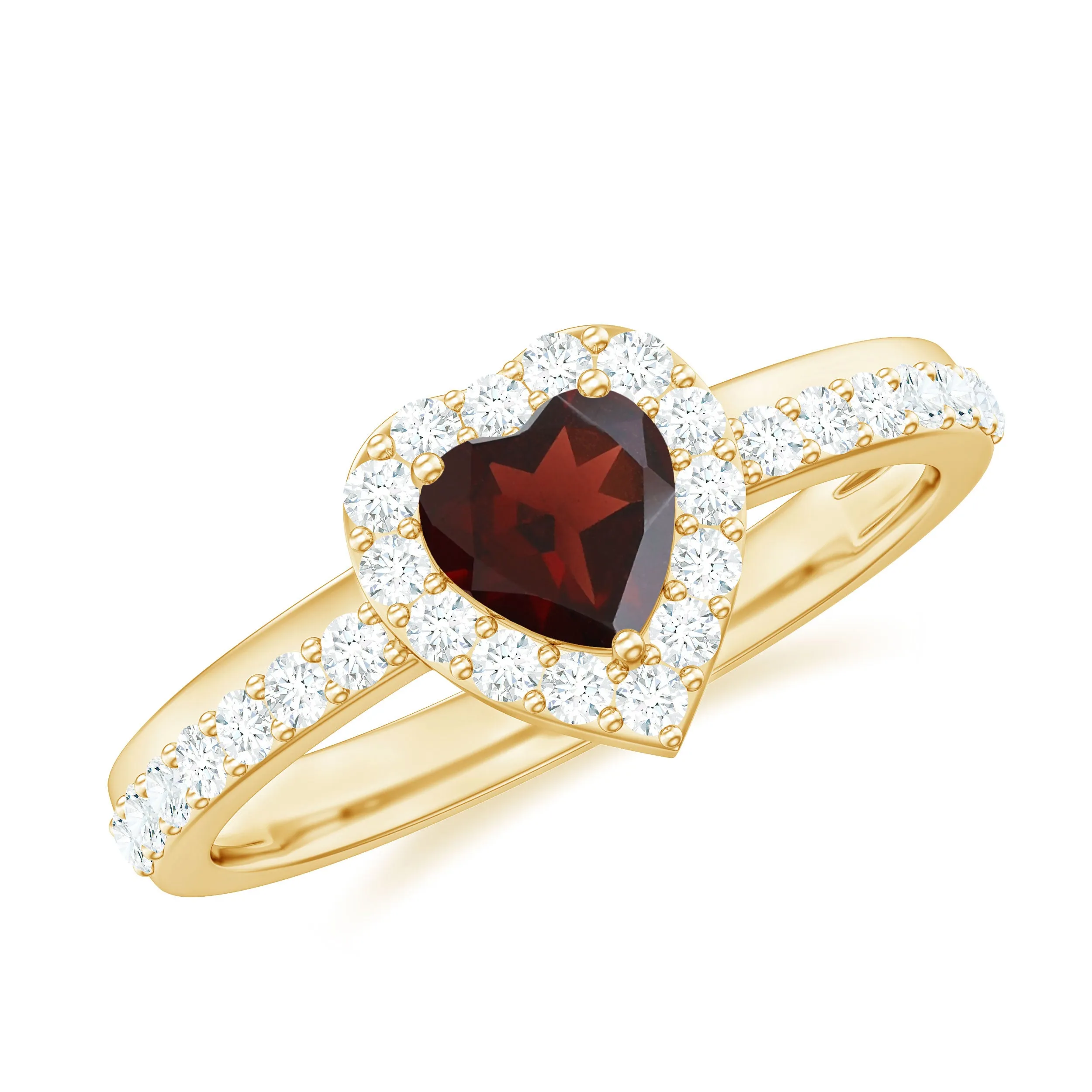 1.25 Carat Heart Garnet and Diamond Halo Engagement Ring