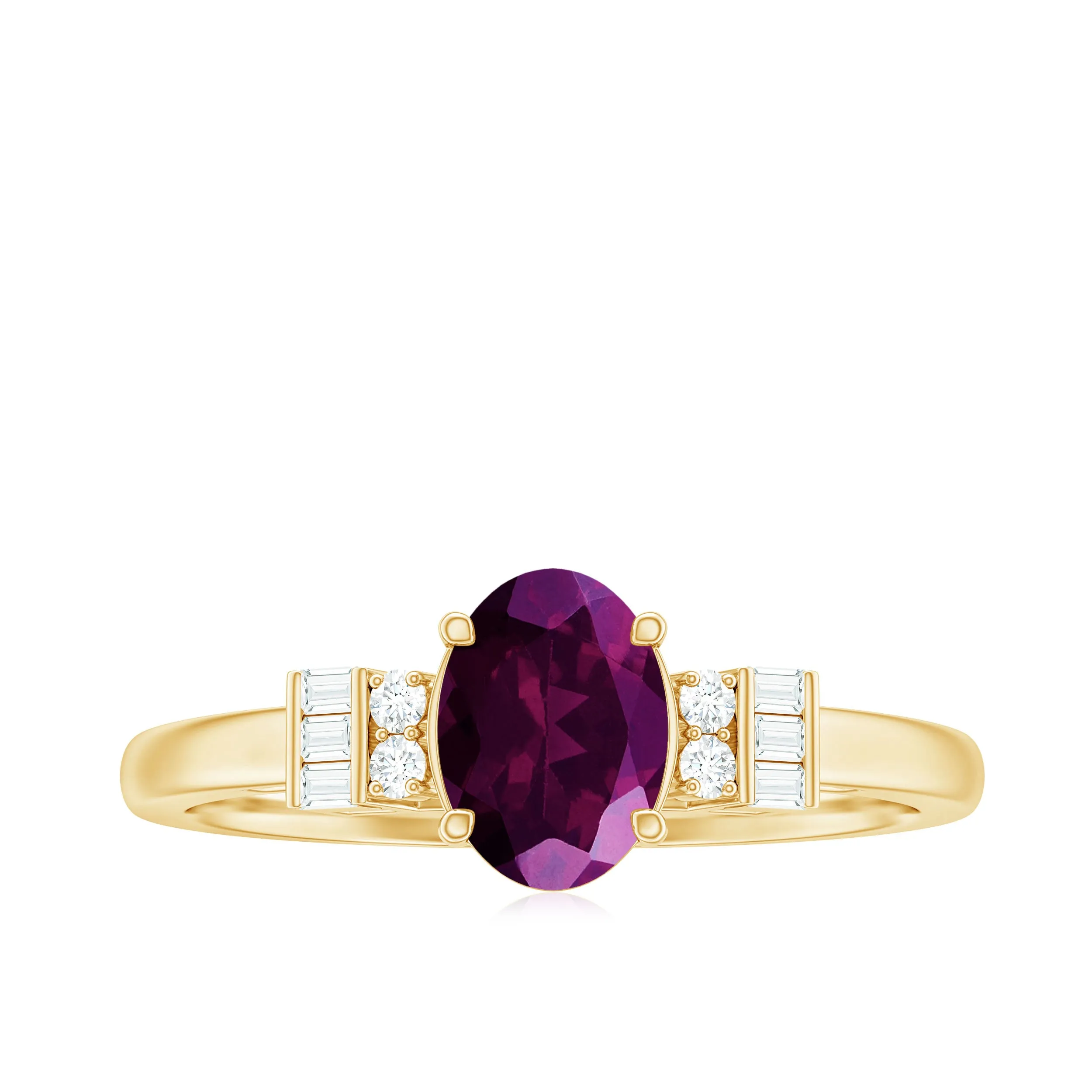 1.25 CT Oval Rhodolite Classic Engagement Ring with Diamond Accent