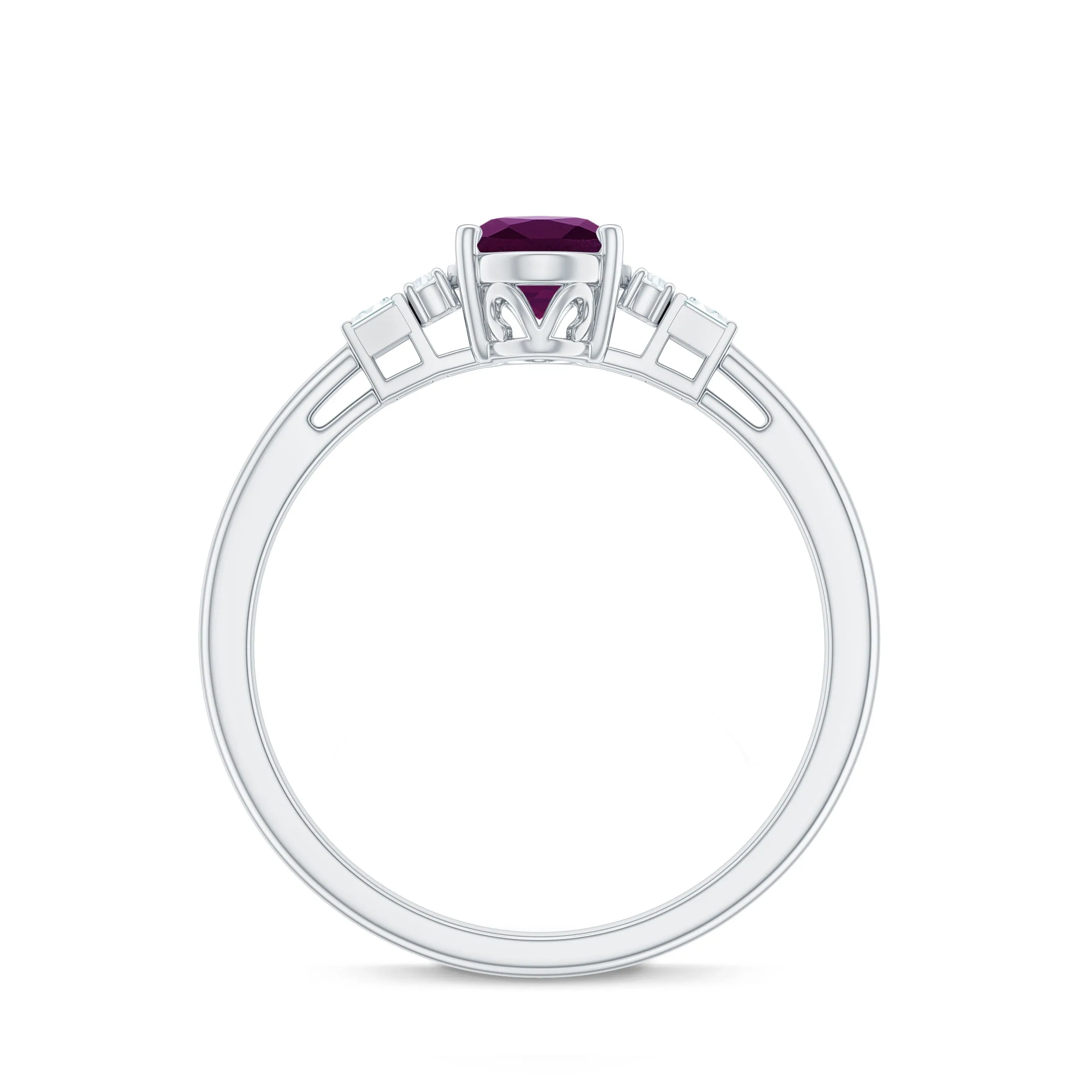 1.25 CT Oval Rhodolite Classic Engagement Ring with Diamond Accent