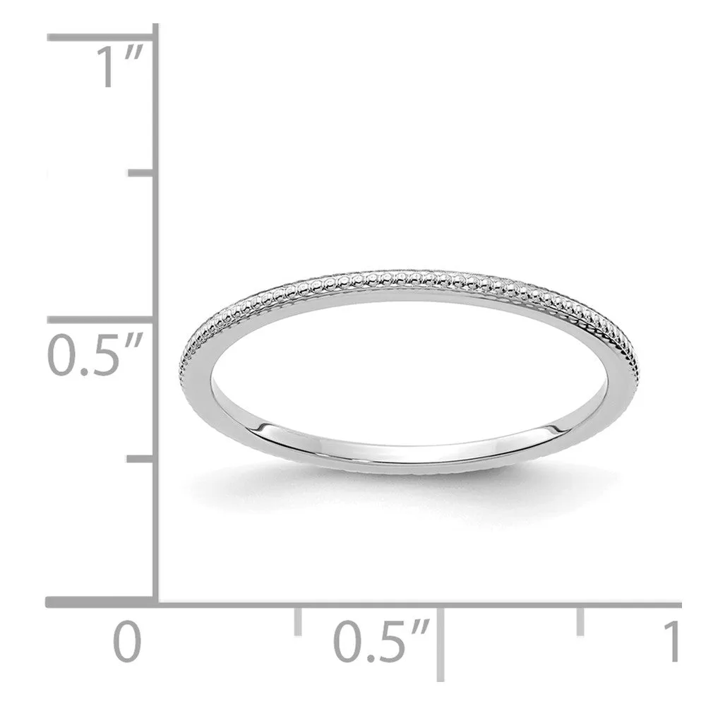 1.2mm 10k White Gold Beaded Stackable Band