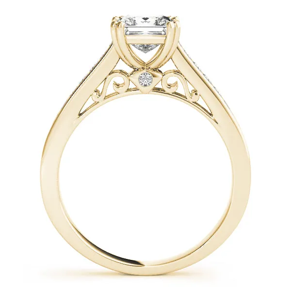 14K Channel Set Princess Cut Engagement Ring