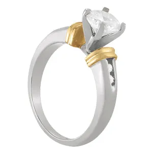 14K Channel Set Two Tone Engagement Ring