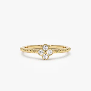 14k Diamond Clover Ring