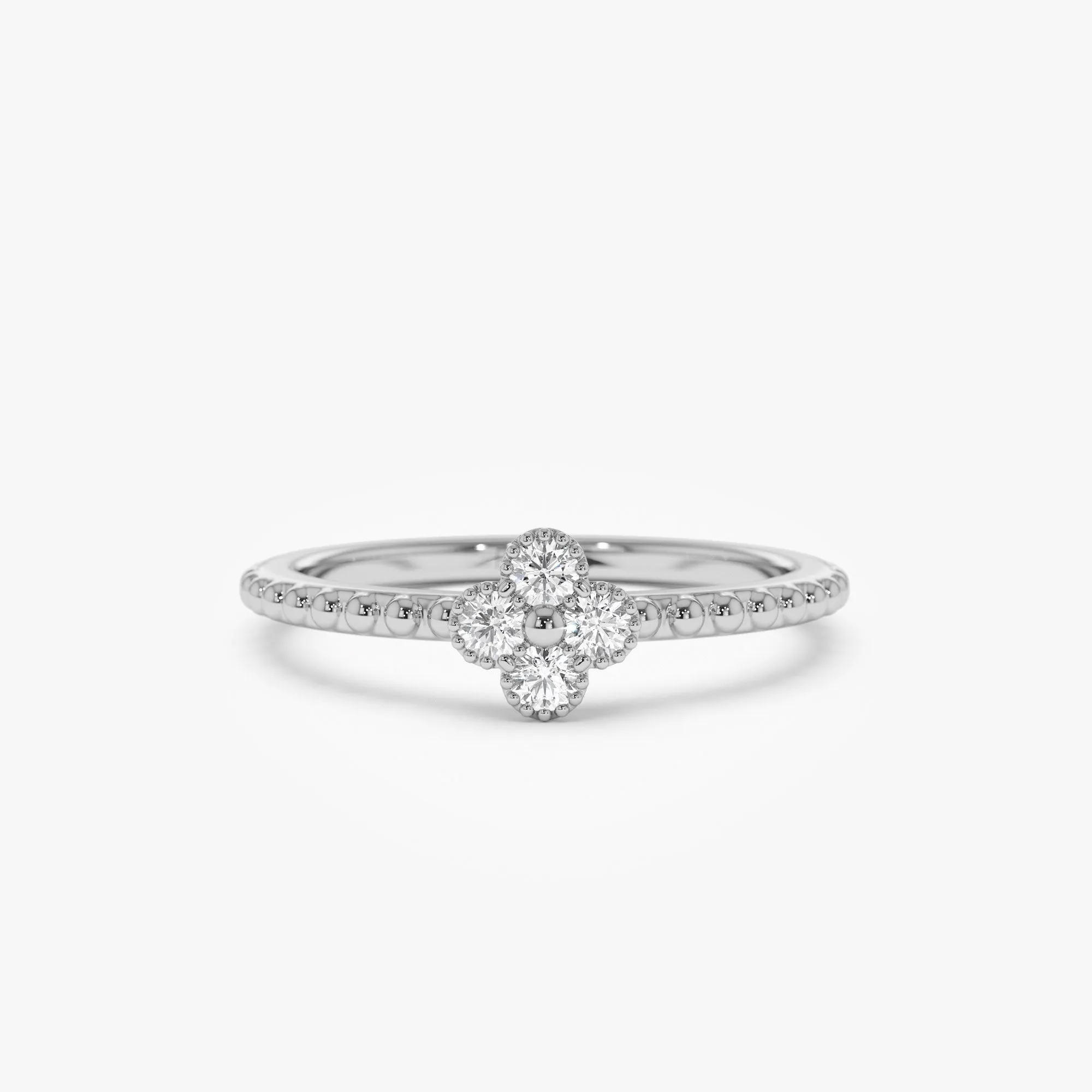 14k Diamond Clover Ring