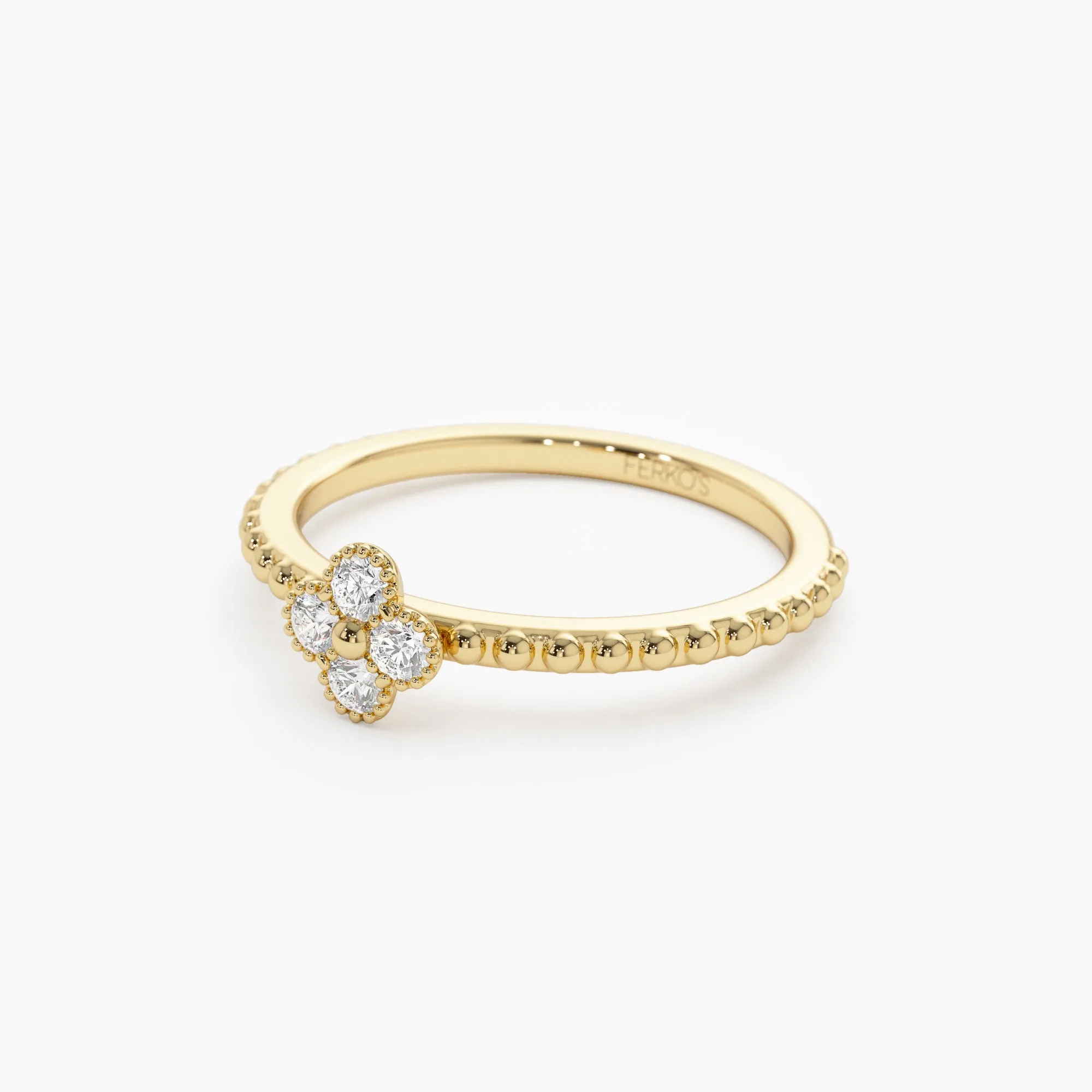 14k Diamond Clover Ring