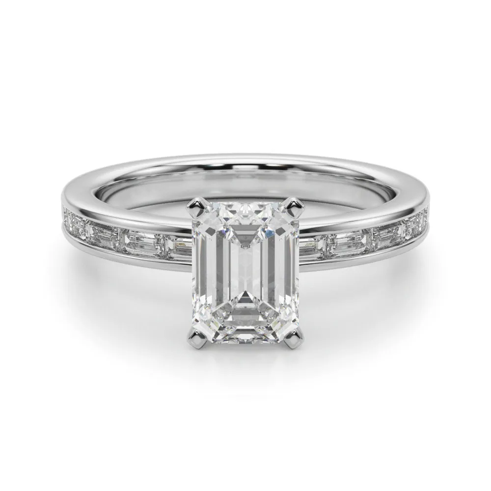 14K Engagement Ring Channel Set Baguette Diamonds