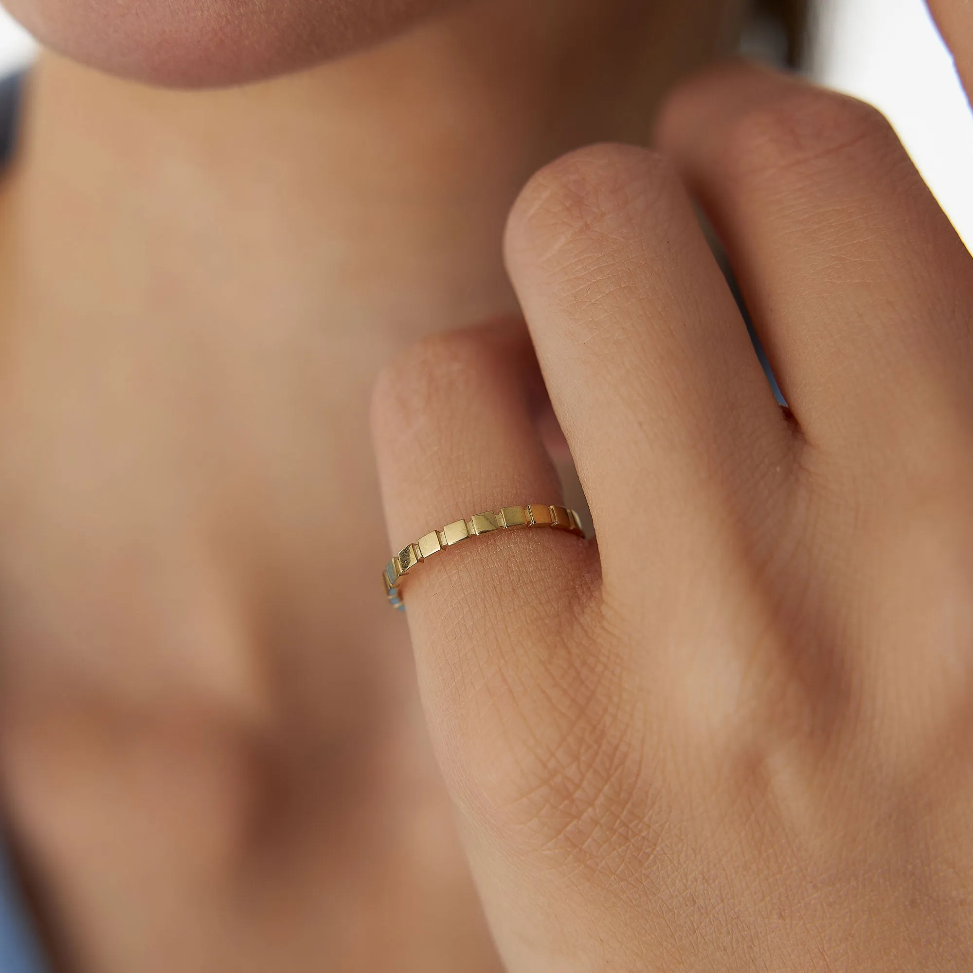 14K Geometric Square Stacking Ring