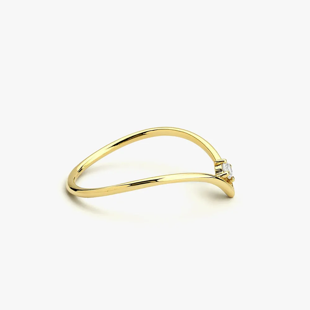 14K Gold Chevron Diamond Ring