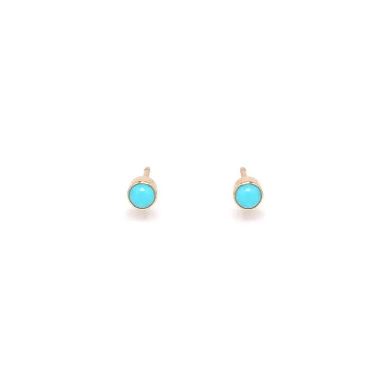 14K Gold Turquoise Bezel Stud Earrings