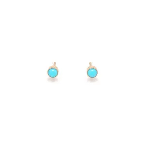 14K Gold Turquoise Bezel Stud Earrings