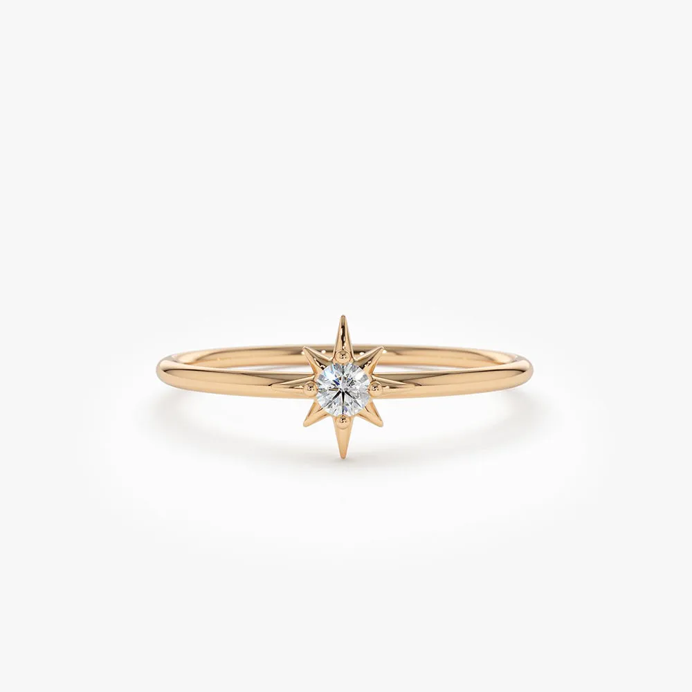 14K North Star Stacking Diamond Ring