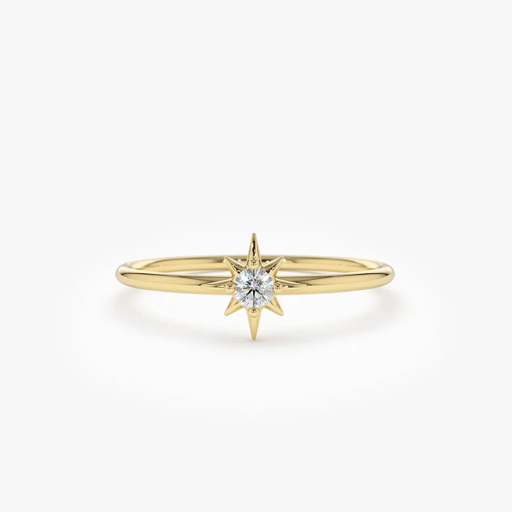 14K North Star Stacking Diamond Ring