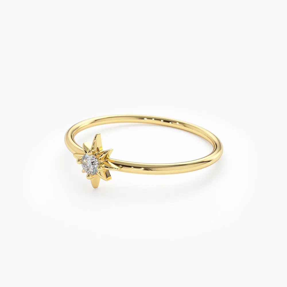 14K North Star Stacking Diamond Ring