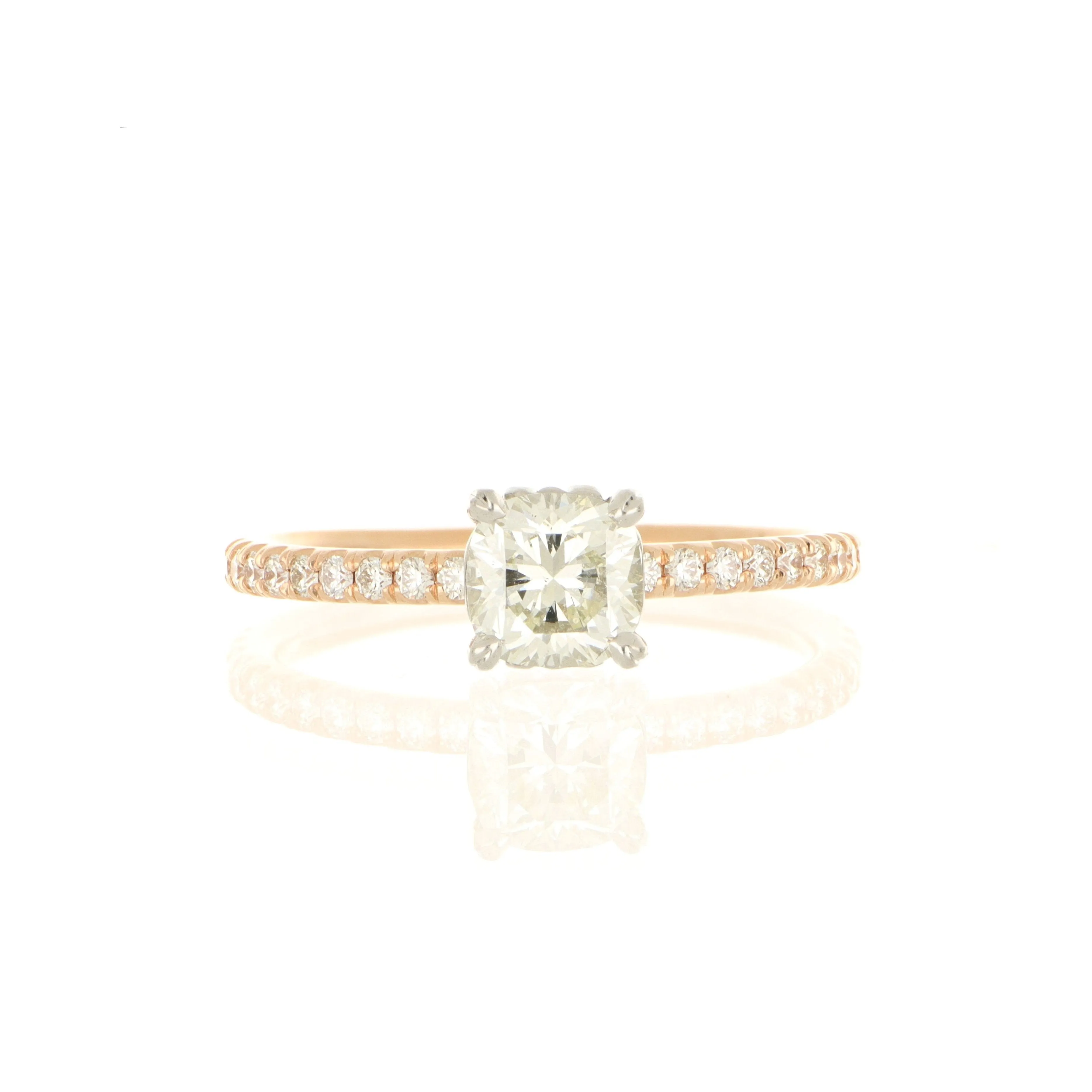 14k Rose Gold Cushion Brilliant Diamond Ring