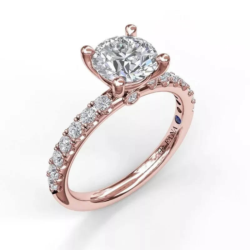 14K Rose Gold Diamond Classic Engagement Ring with Round Diamond