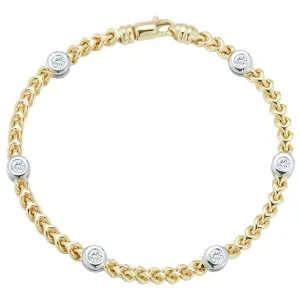 14k Two Tone .50ctw Bezel Set Diamond Station Bracelet (I6413)