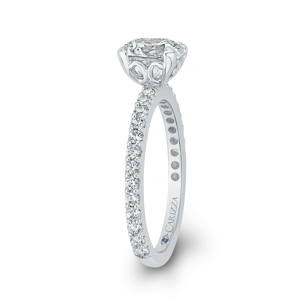 14K White Gold Round Diamond Classic Engagement Ring (Semi Mount)