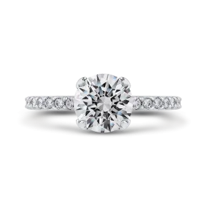 14K White Gold Round Diamond Classic Engagement Ring (Semi Mount)