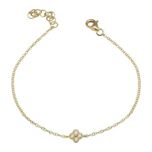 14K Yellow Gold Diamond Clover Bracelet