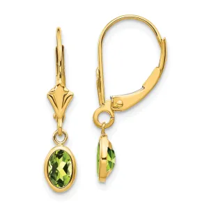 14k Yellow Gold Peridot Birthstone Earrings