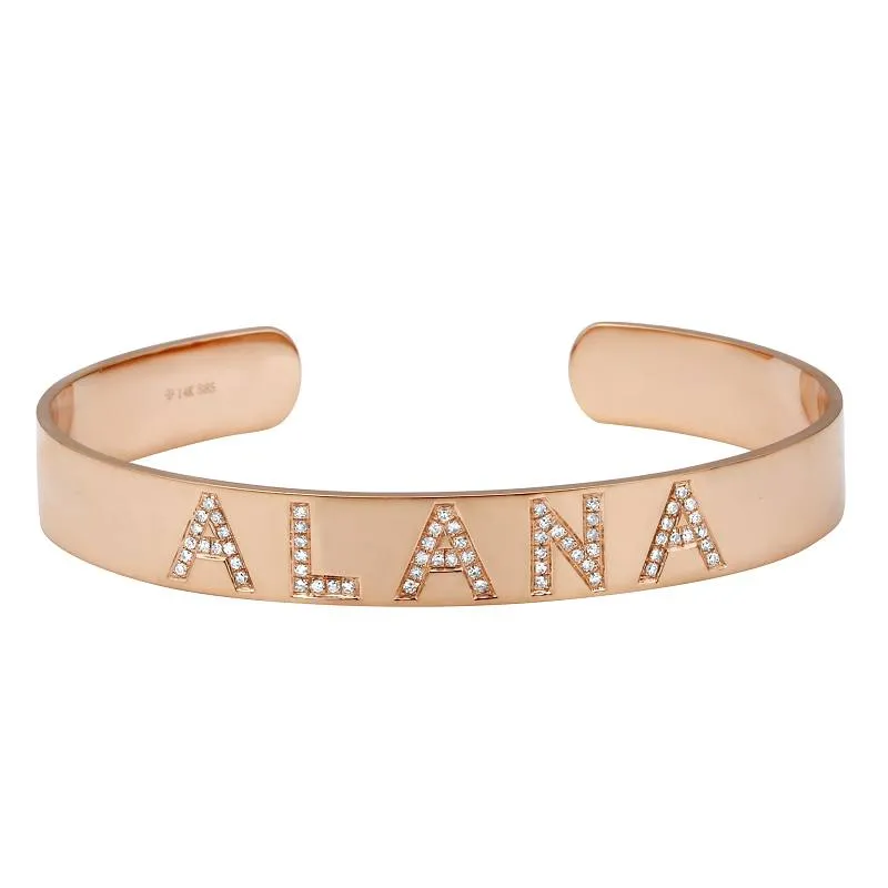 14K Yellow Gold Personalized Bangle