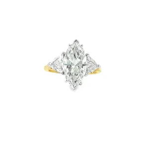 14K Yellow Gold Three Stone Marquise Engagement Ring