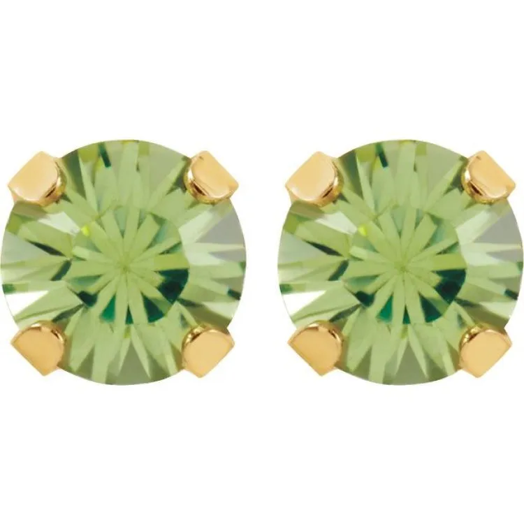 14K Yellow Imitation Peridot Inverness® Piercing Earrings