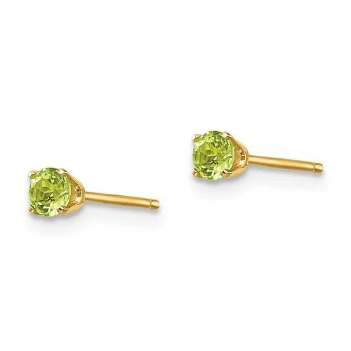 14KT GOLD 1/4 CTW ROUND PERIDOT EARRINGS