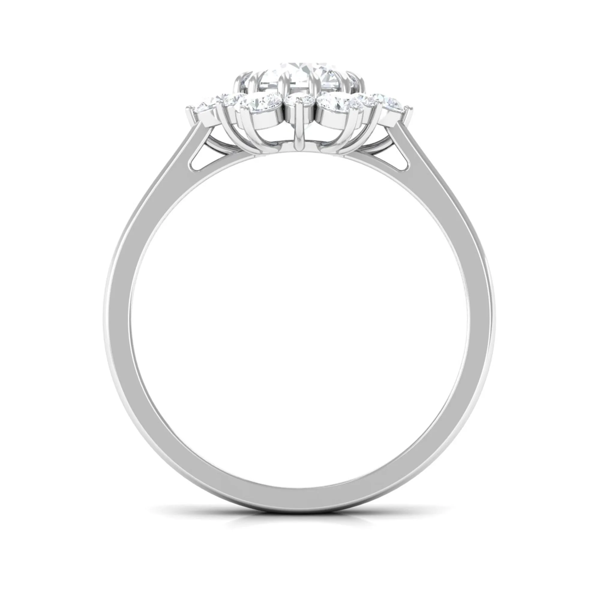 1.75 CT Claw Set Classic Moissanite Cluster Engagement Ring