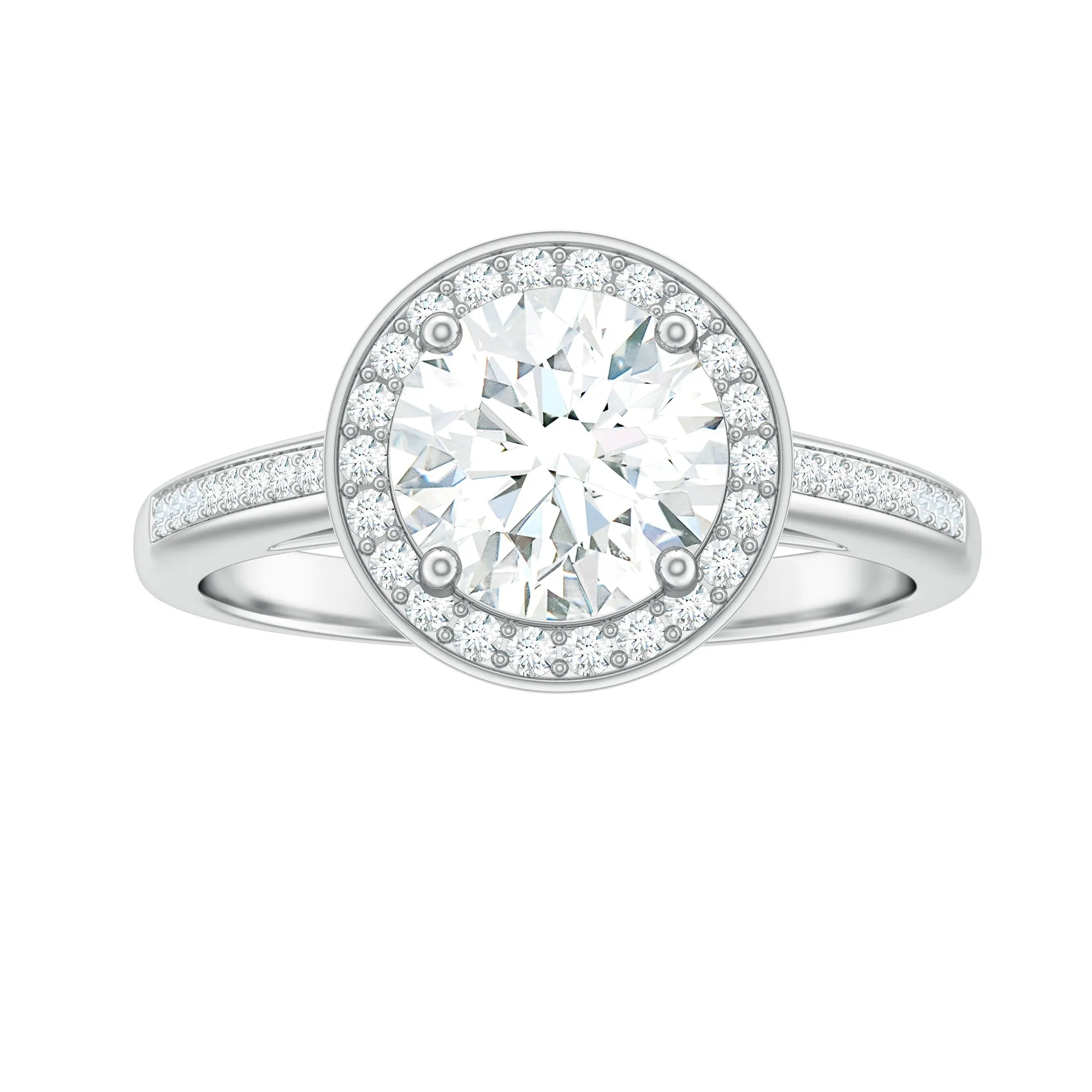 1.75 CT Moissanite Halo Vintage Engagement Ring