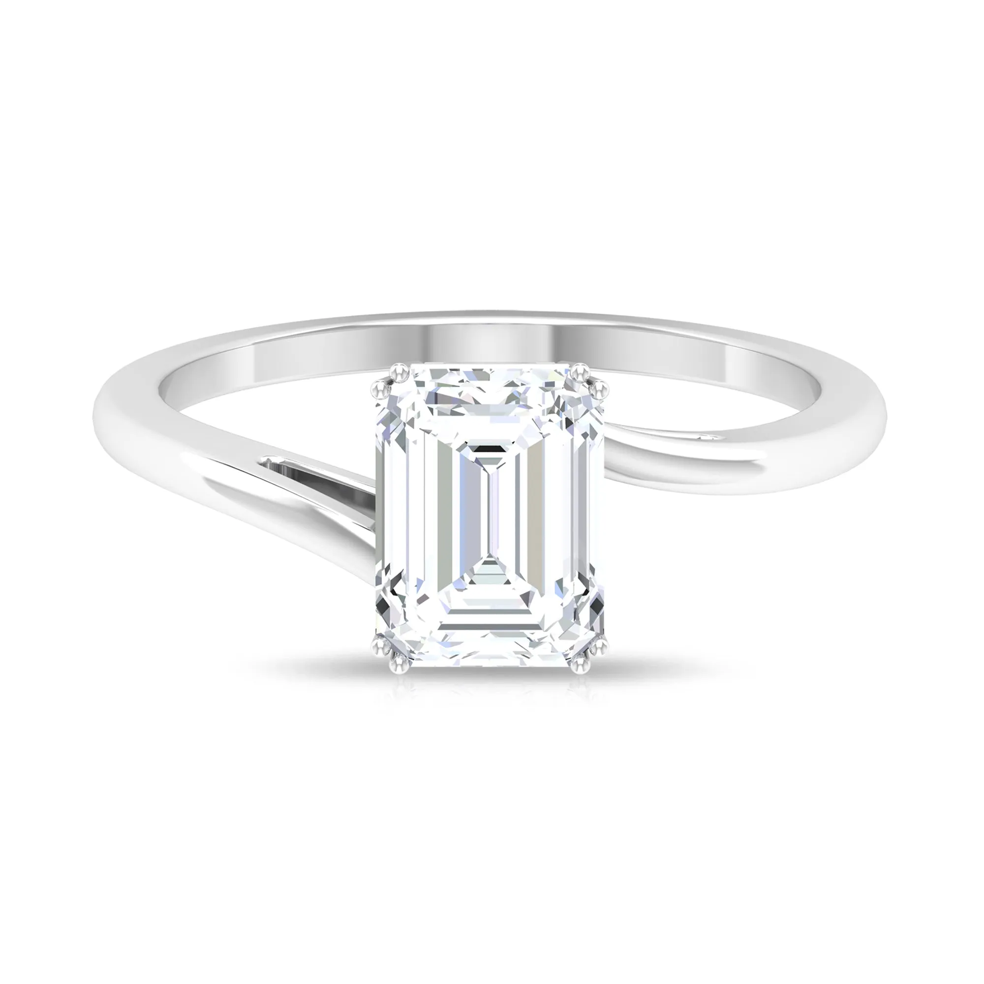 1.75 CT Solitaire Octagon Shape Moissanite Bypass Ring in Double Prong Setting