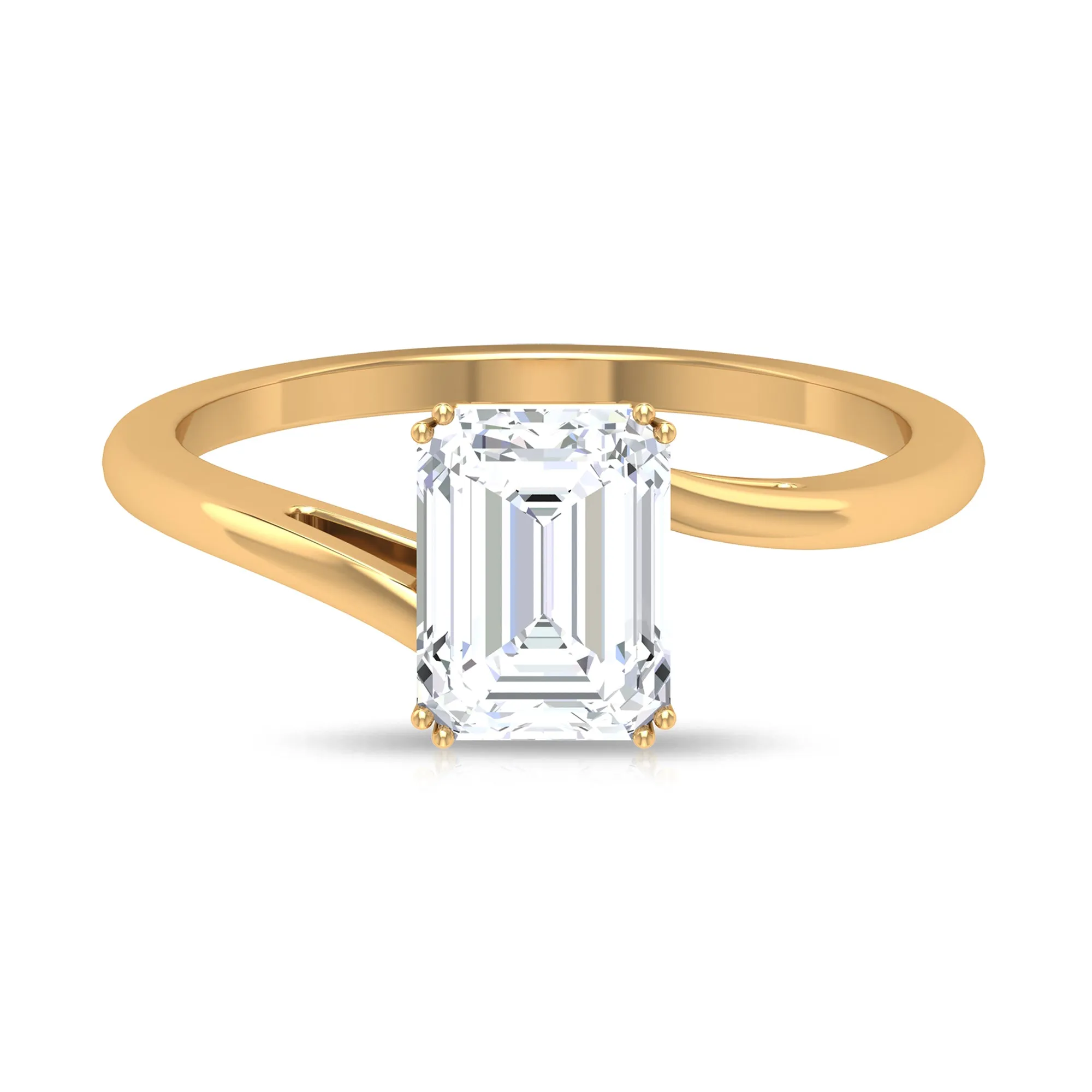 1.75 CT Solitaire Octagon Shape Moissanite Bypass Ring in Double Prong Setting