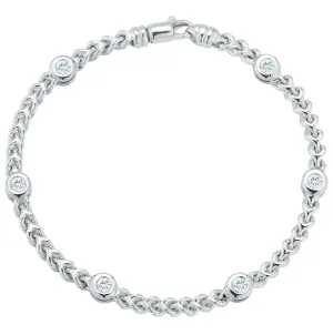 18k White Gold .50ctw Diamond Bezel Station Bracelet (I6643)