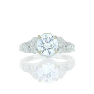 18k White Gold Diamond Accented Engagement Semi-Mount