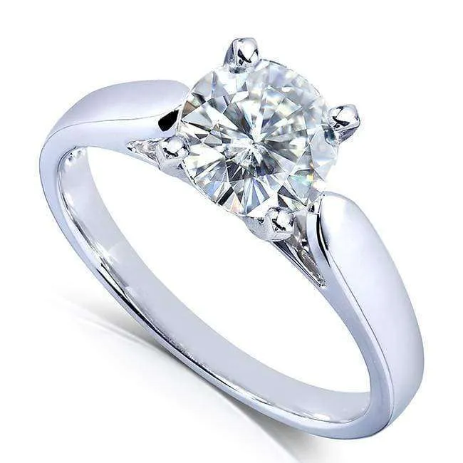 1.90 Carat Round Moissanite Simple Solitaire Ring