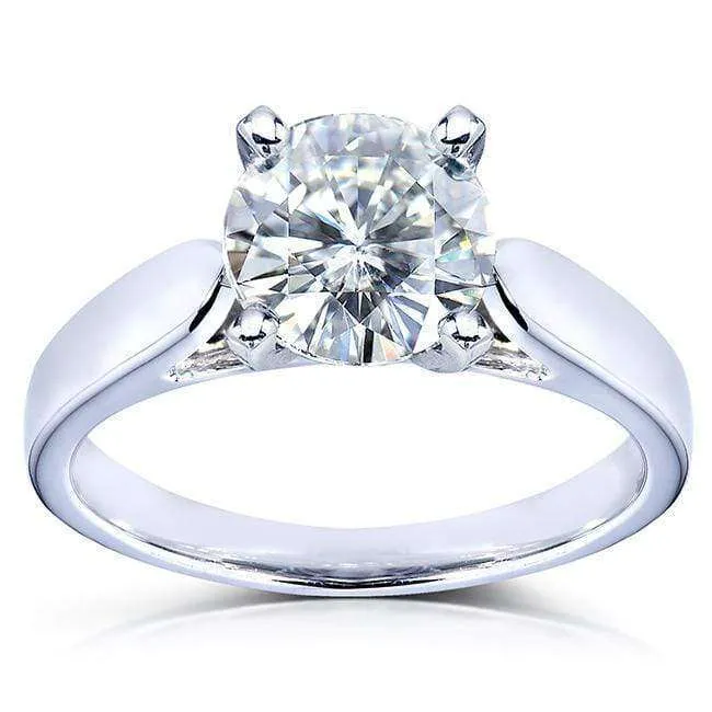 1.90 Carat Round Moissanite Simple Solitaire Ring