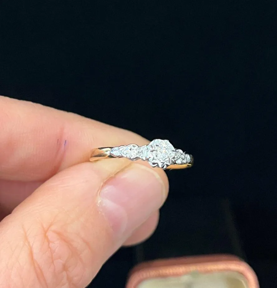 1940s Star Set Diamond Engagement Ring