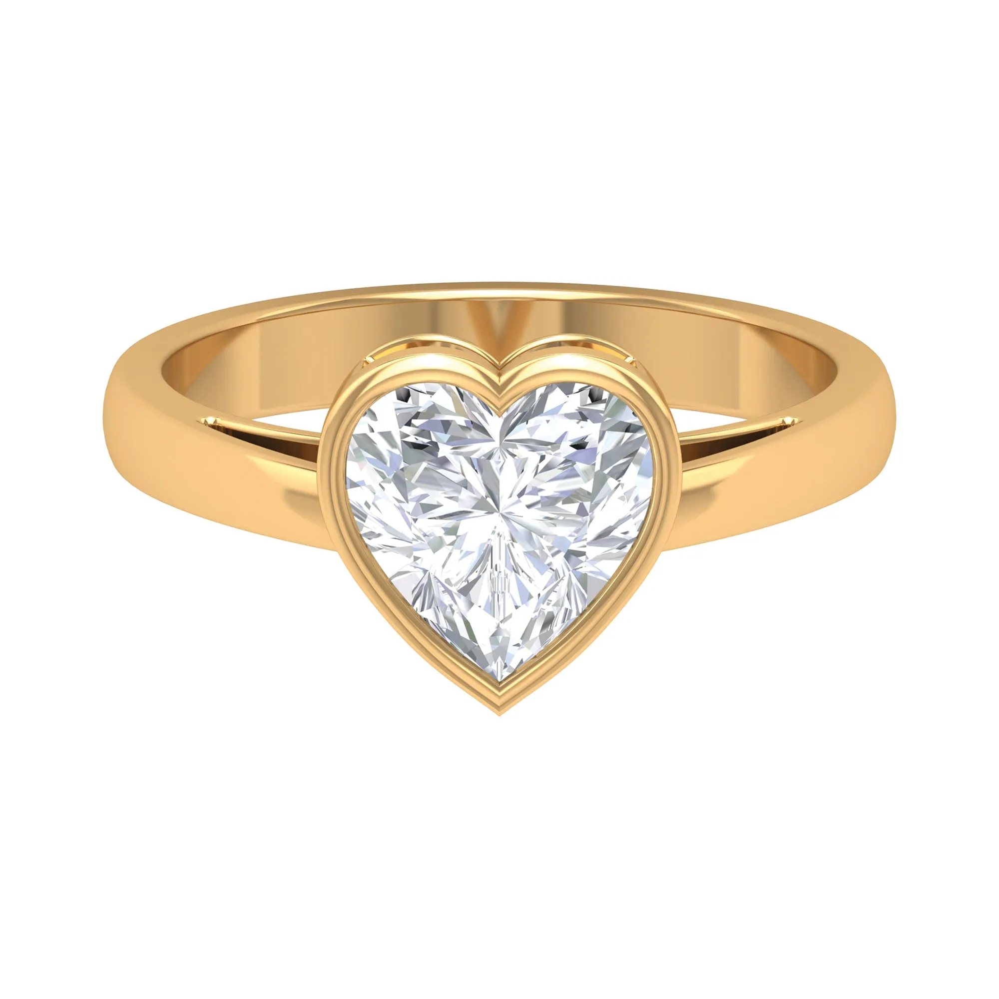 2 CT Bezel Set Moissanite Heart Solitaire Engagement Ring