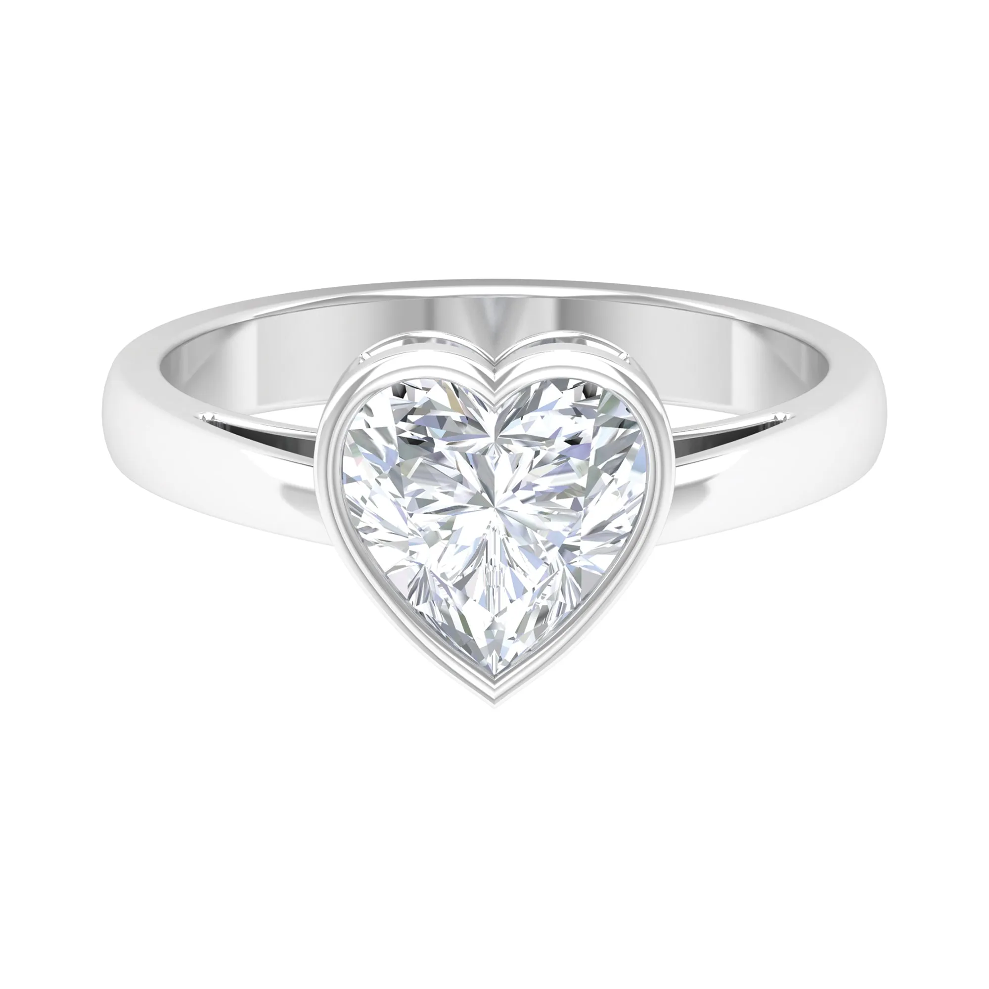 2 CT Bezel Set Moissanite Heart Solitaire Engagement Ring