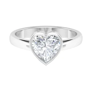 2 CT Bezel Set Moissanite Heart Solitaire Engagement Ring