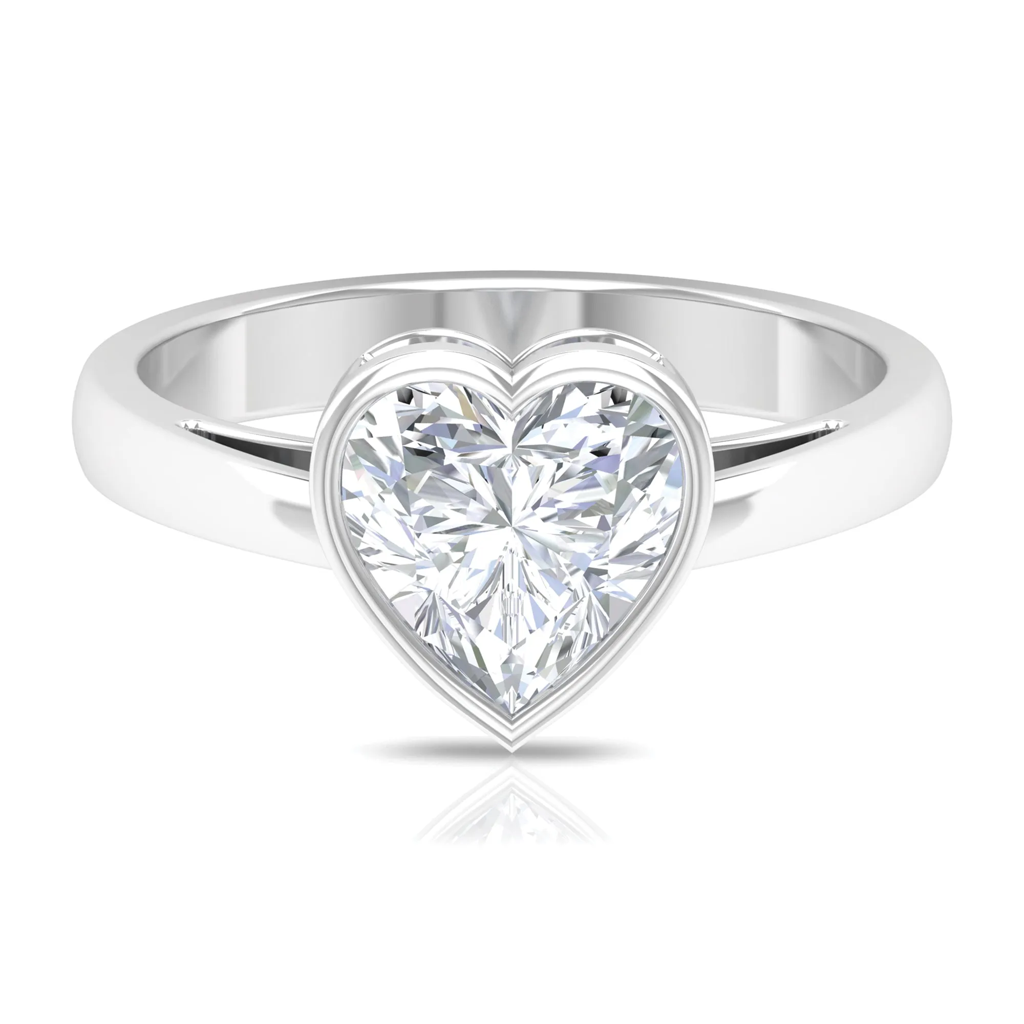 2 CT Bezel Set Moissanite Heart Solitaire Engagement Ring