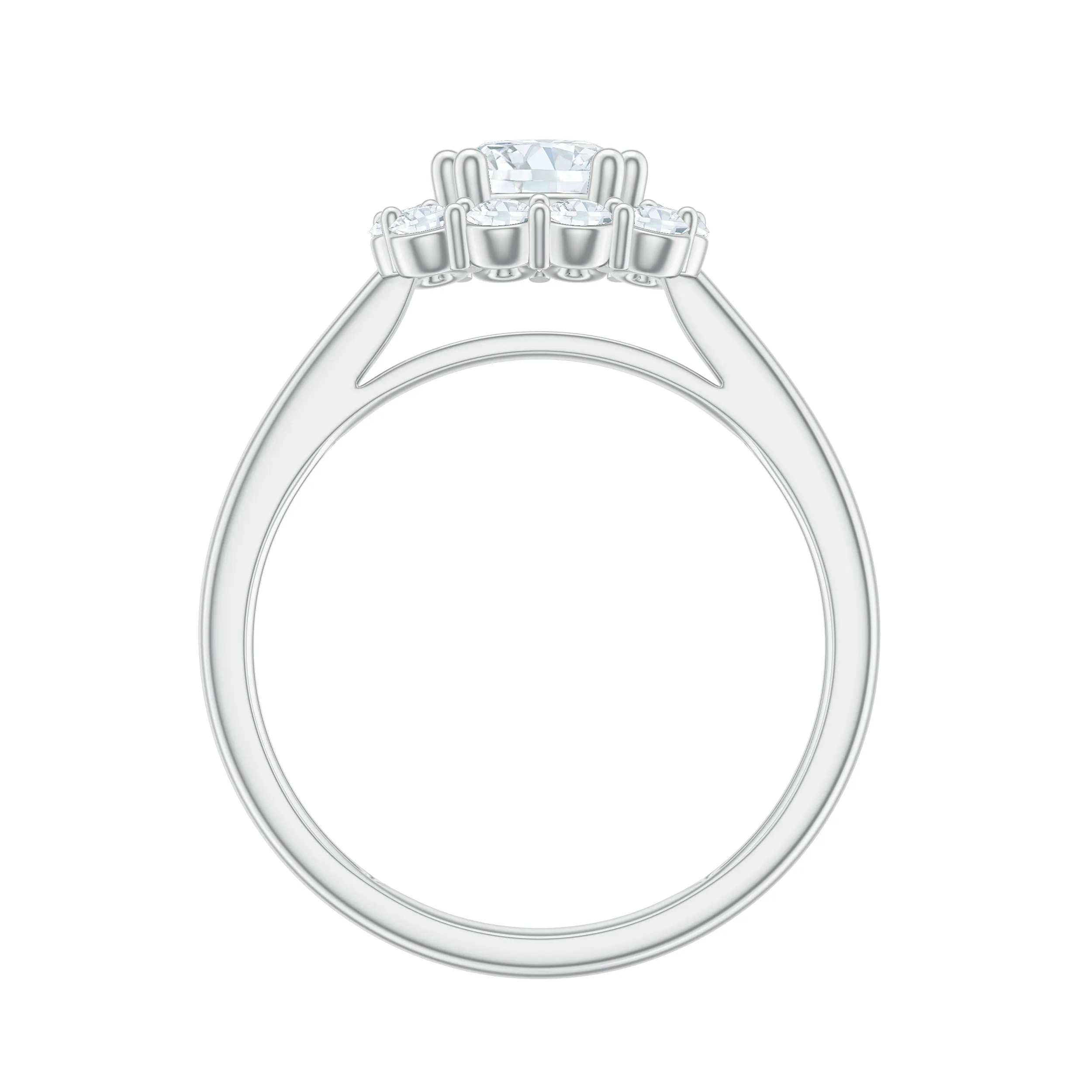 2.25 CT Classic Moissanite Halo Engagement Ring in Double Prong Setting