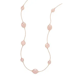 24" 14 Karat Rose Gold Plated Rose Quartz Necklace