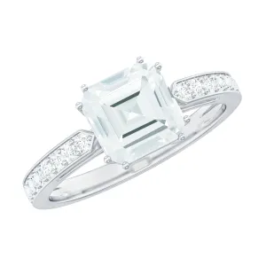 2.50 CT Asscher Cut Solitaire Zircon Engagement Ring