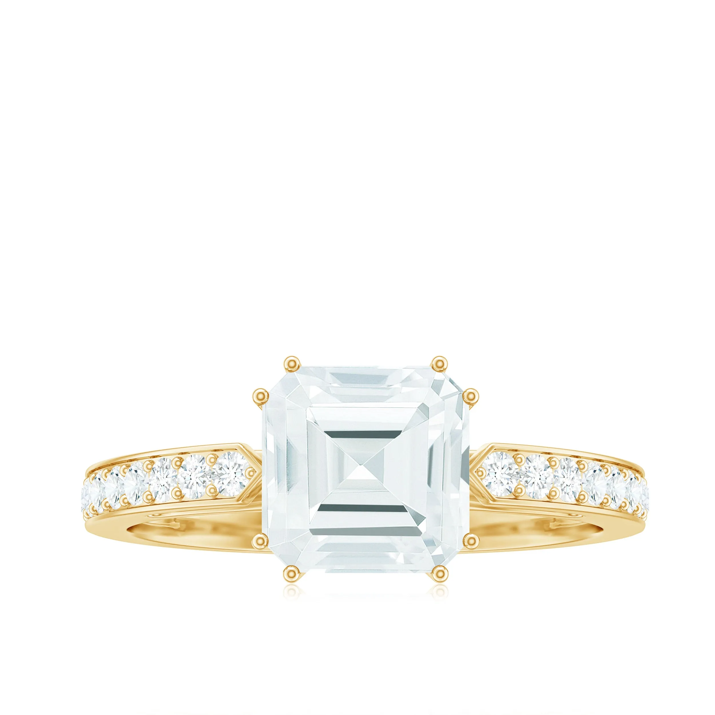 2.50 CT Asscher Cut Solitaire Zircon Engagement Ring